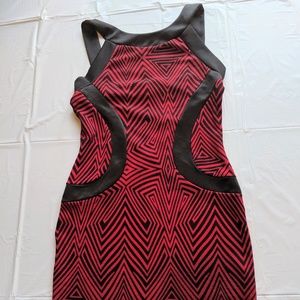 Red and Black Body Con Open Back Mini Dress-M